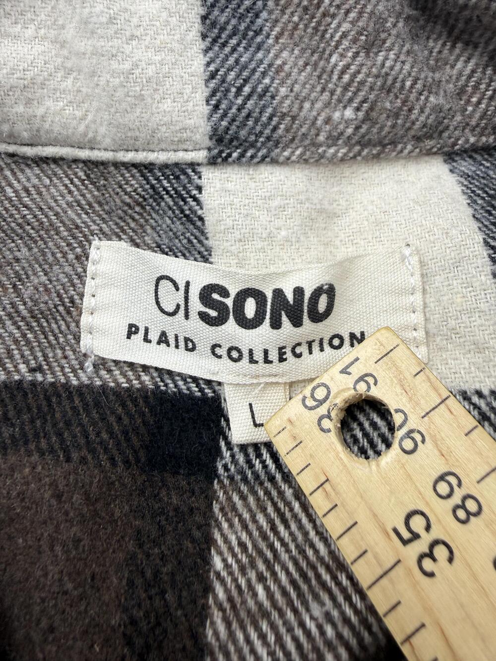 CI SONO Jacket Womens Large Brown Plaid Flannel Button Front Pockets Shacket - Picture 3 of 8